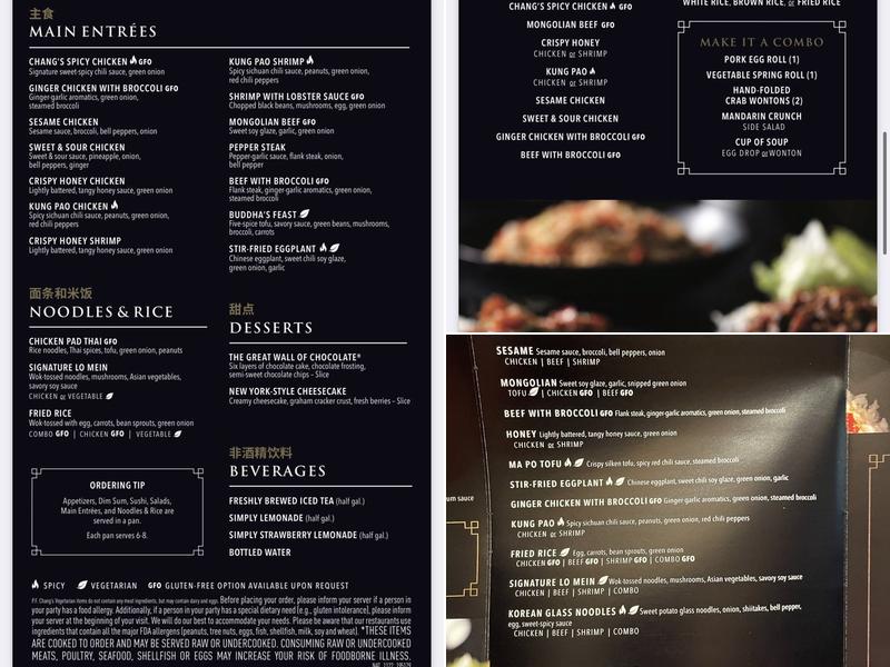 P.F. Chang's To Go Menu