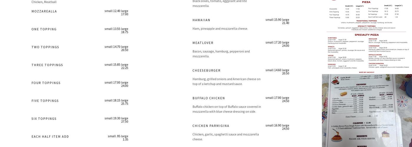 PINELLAS PIZZERIA Menu