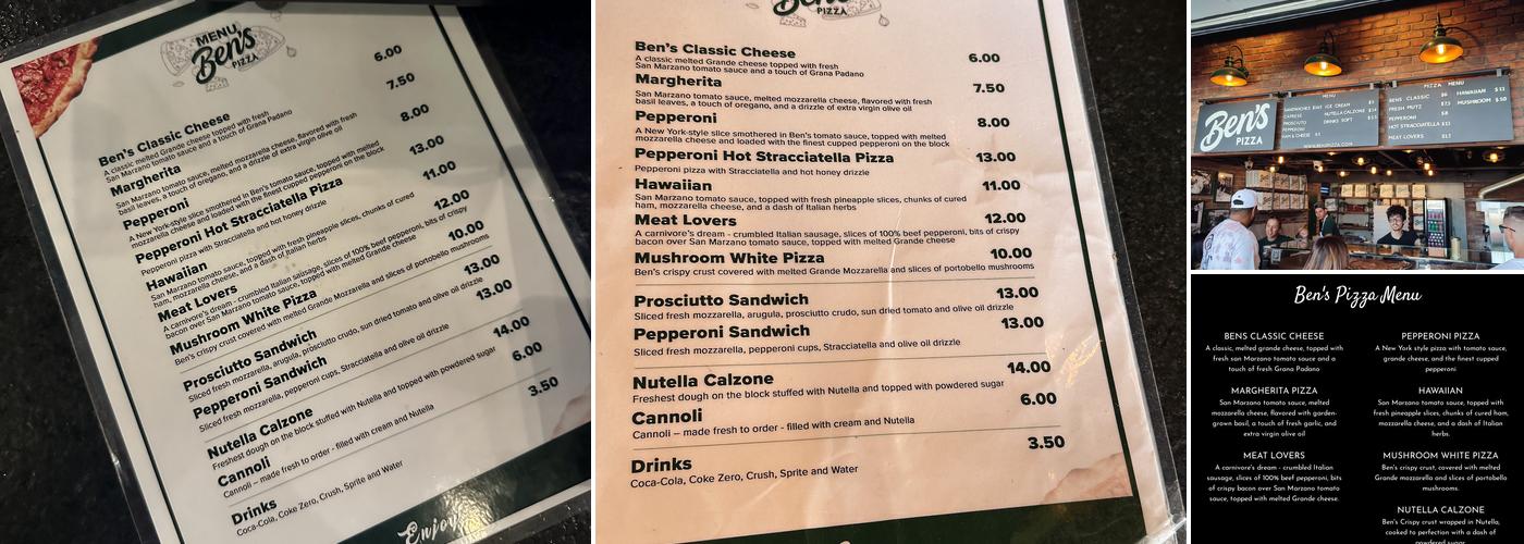 Bens Pizza Menu