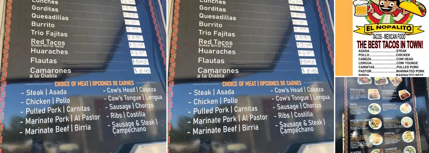 Tacos El Nopalito Menu