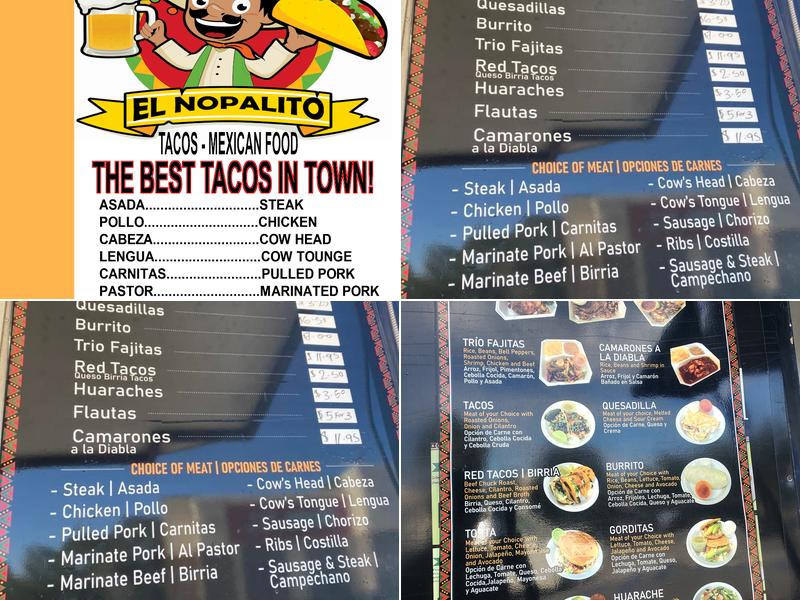 Tacos El Nopalito Menu