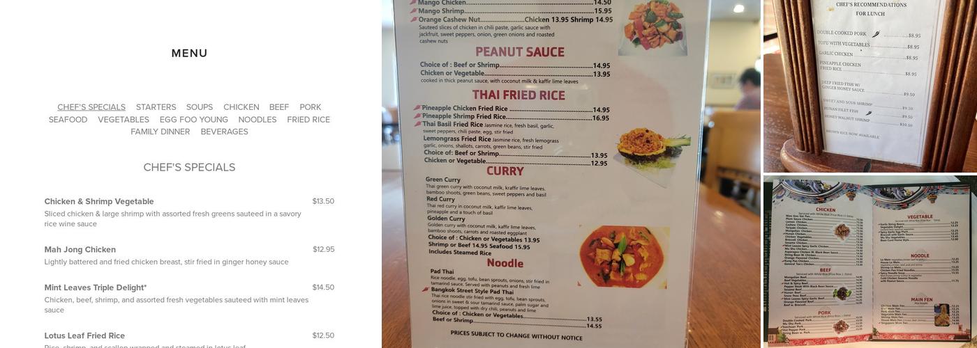 Mahjong Chinese Restaurant Menu