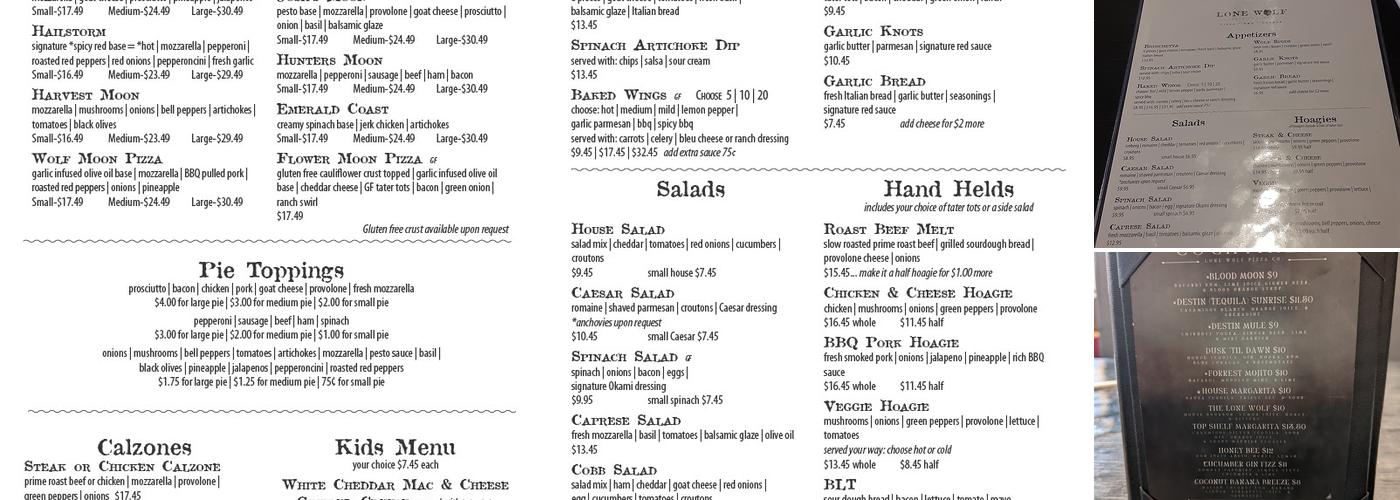 Lone Wolf Pizza Co Menu