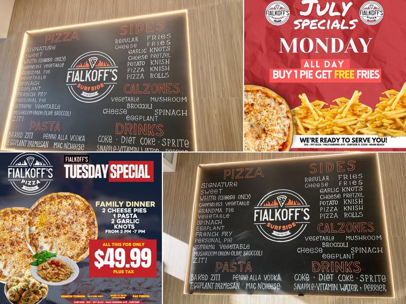 Fialkoff's Kosher Pizza Menu