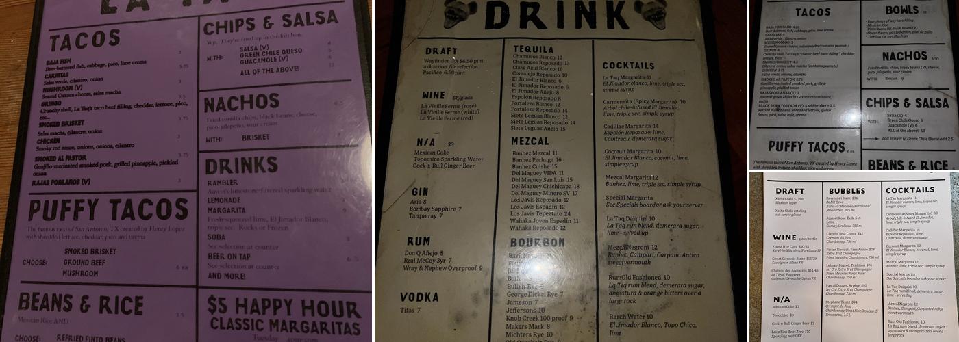 Lone Star Burger Bar Menu
