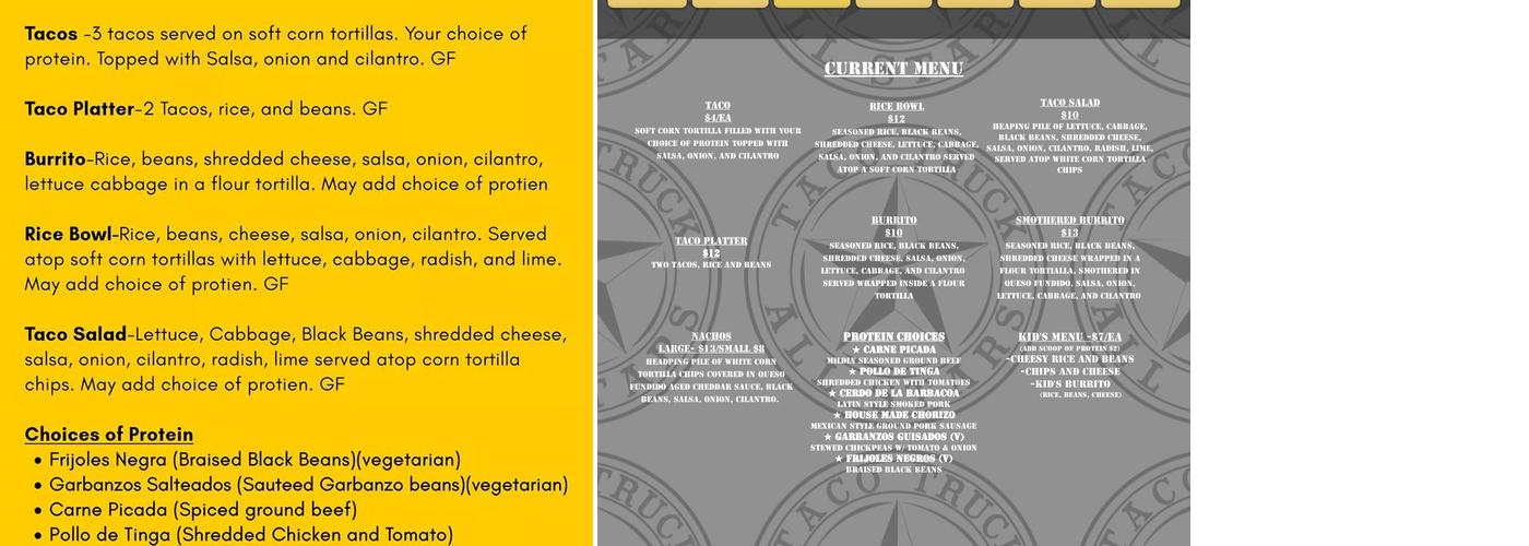 Taco Truck All Stars Menu