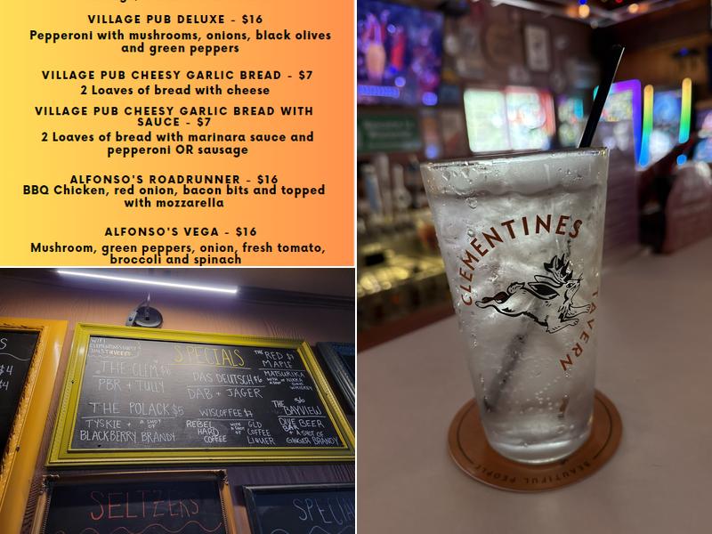 Clementines Tavern Menu