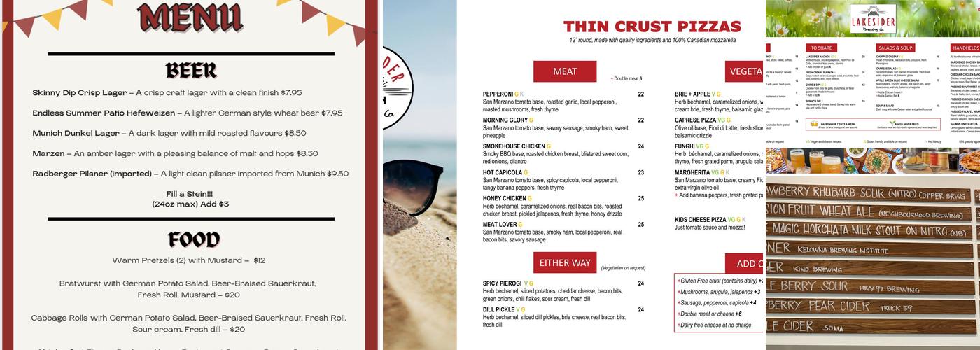 Lakesider Brewing Menu
