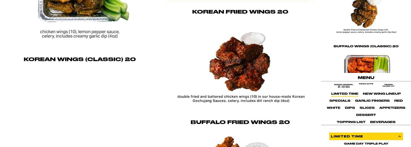 Maker Pizza Bloor Menu