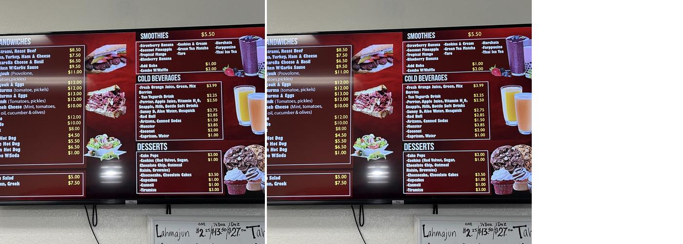 Marash Bakery Menu