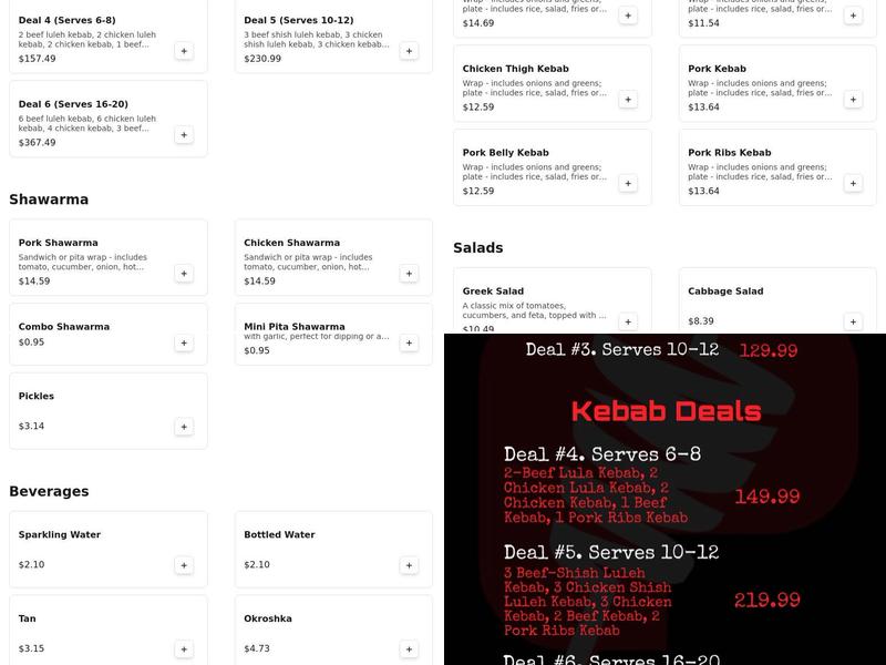 Patar Shawarma Menu