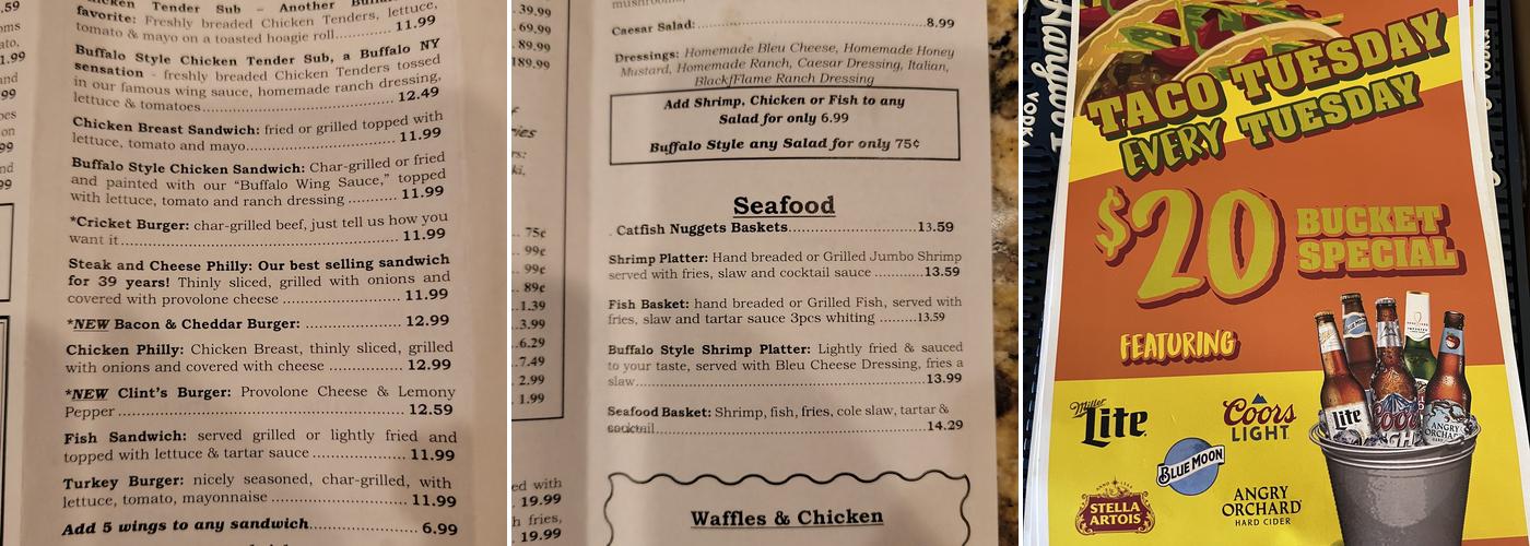 J.R. Crickets Riverdale Menu