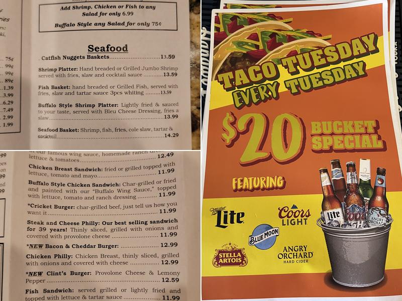 J.R. Crickets Riverdale Menu