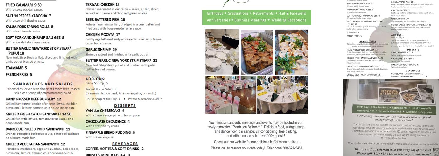 Central Oahu Event Center | Mango Street Grill Menu