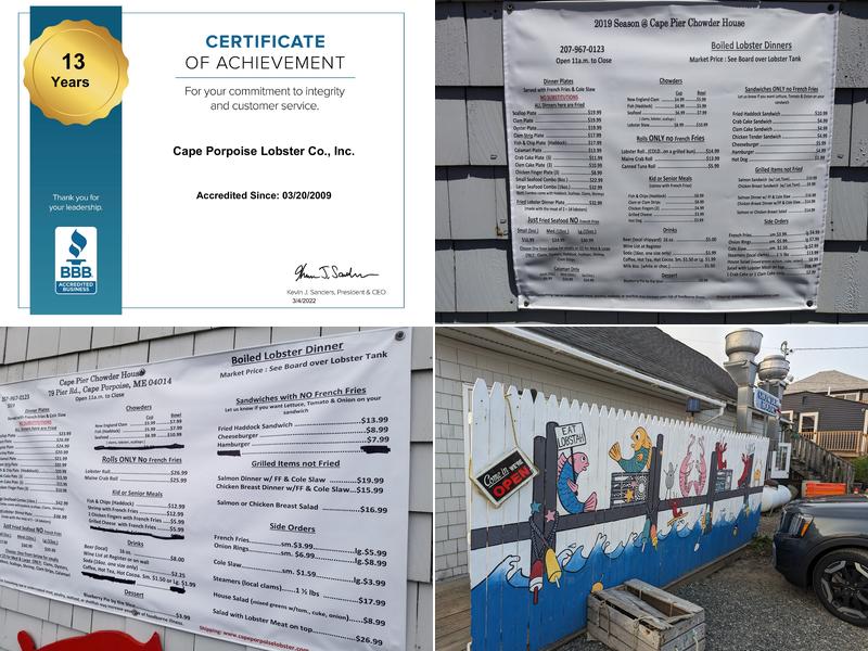 Cape Porpoise Lobster Co Menu