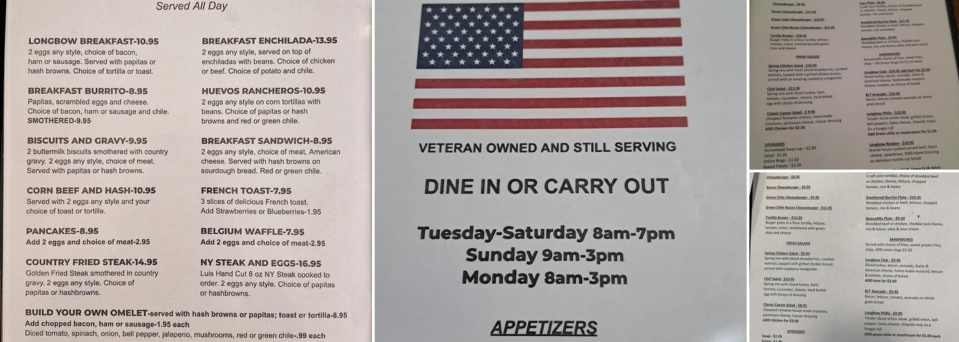 Longbow Diner Menu
