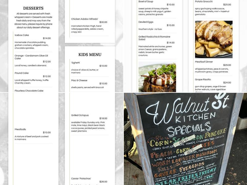 Walnut Street Kitchen Menu