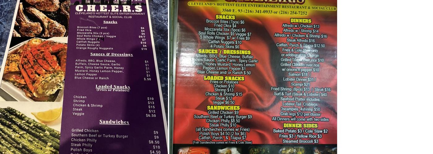 C.H.E.E.R.S. RESTUARANT & LOUNGE Menu