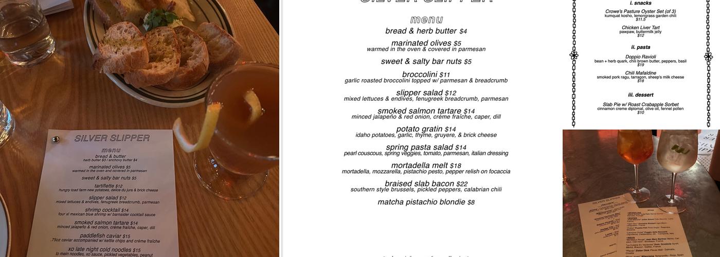 The Silver Slipper Menu