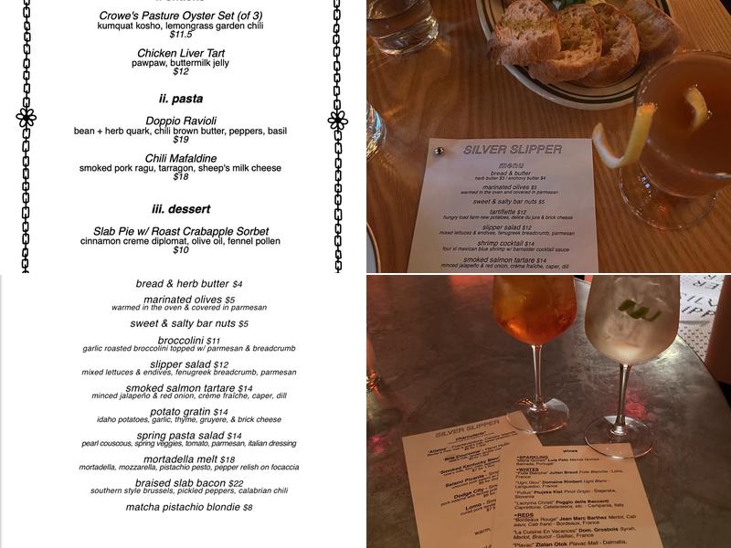 The Silver Slipper Menu