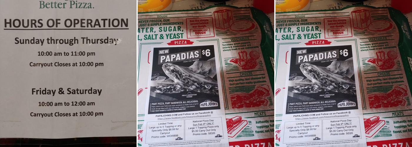 Papa Johns Pizza Menu