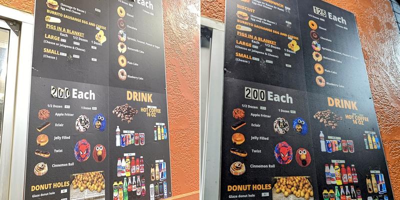 USA Donuts Menu