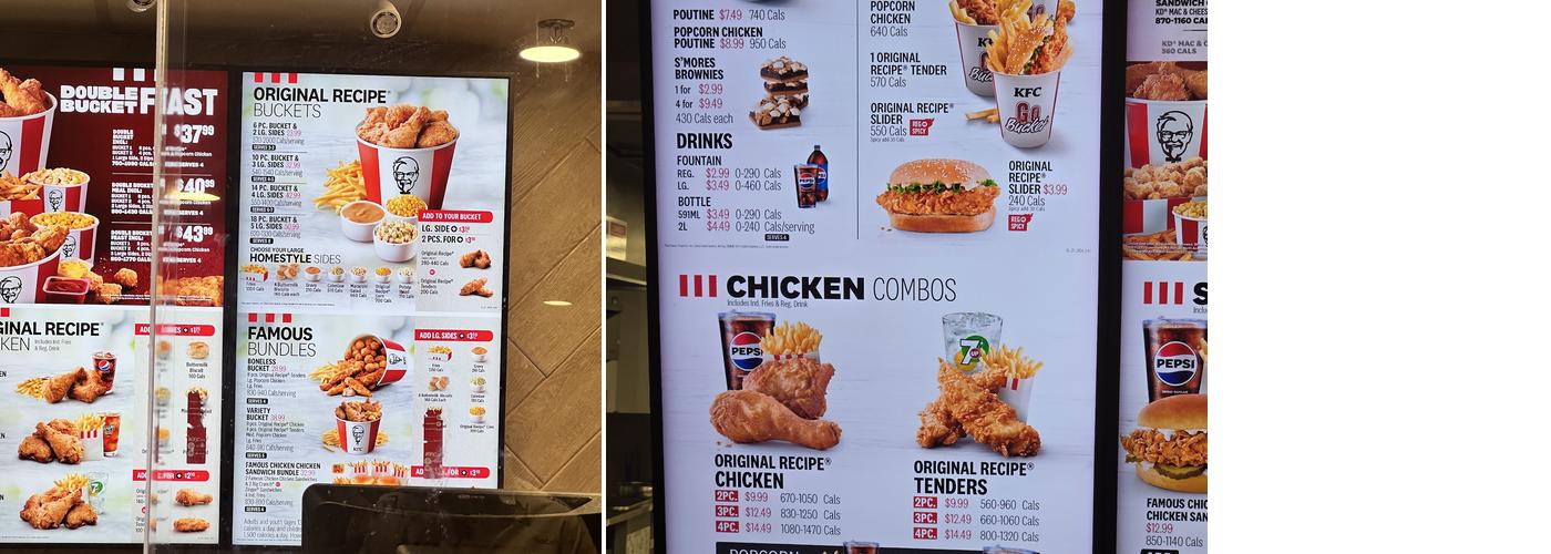 KFC Menu