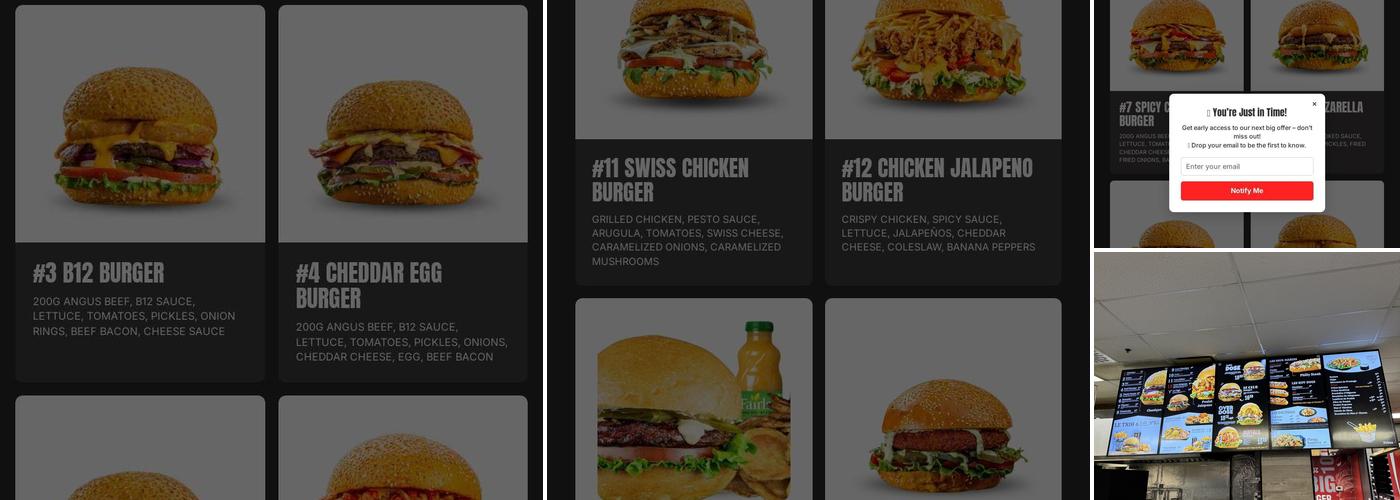 B12 Burger Acadie Menu