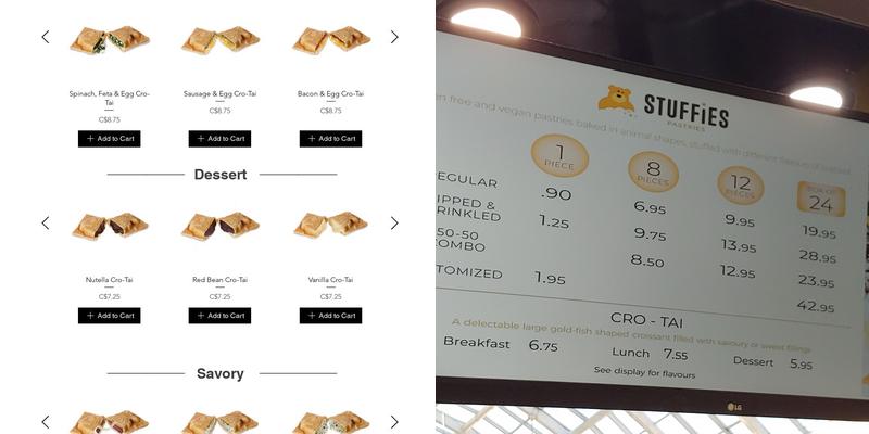 Stuffies Pastries - West Edmonton Mall Menu