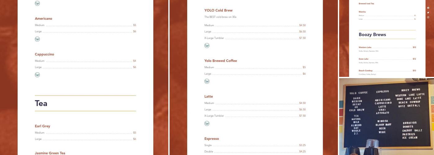 Hotz Coffee Menu
