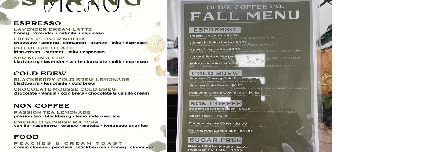 Olive Coffee Company | Barling Branch Menu