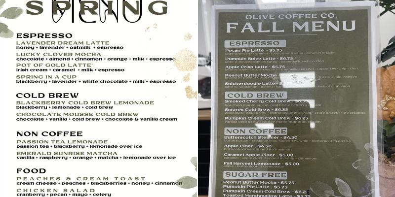 Olive Coffee Company | Barling Branch Menu