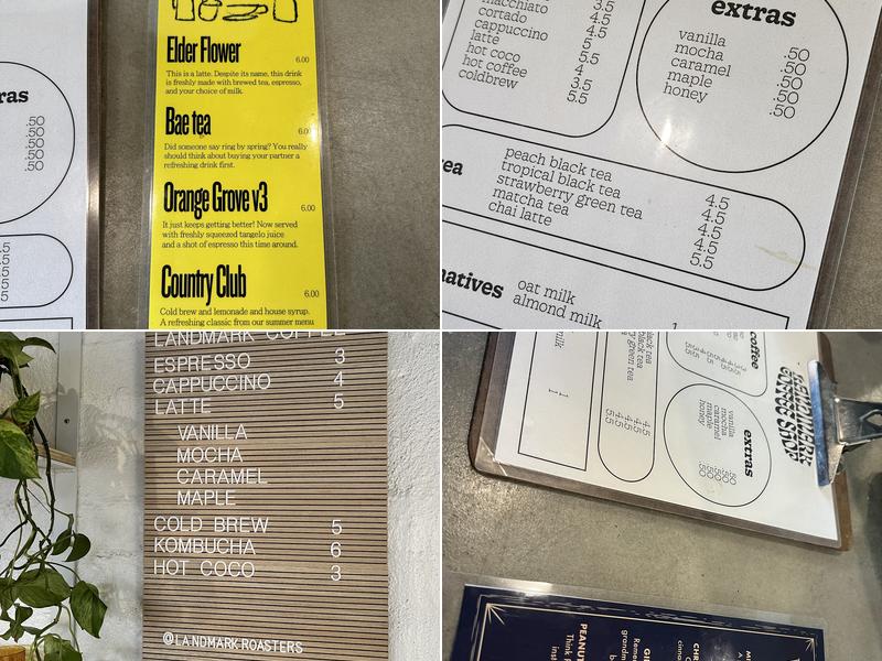 Landmark Coffee Roasters Menu