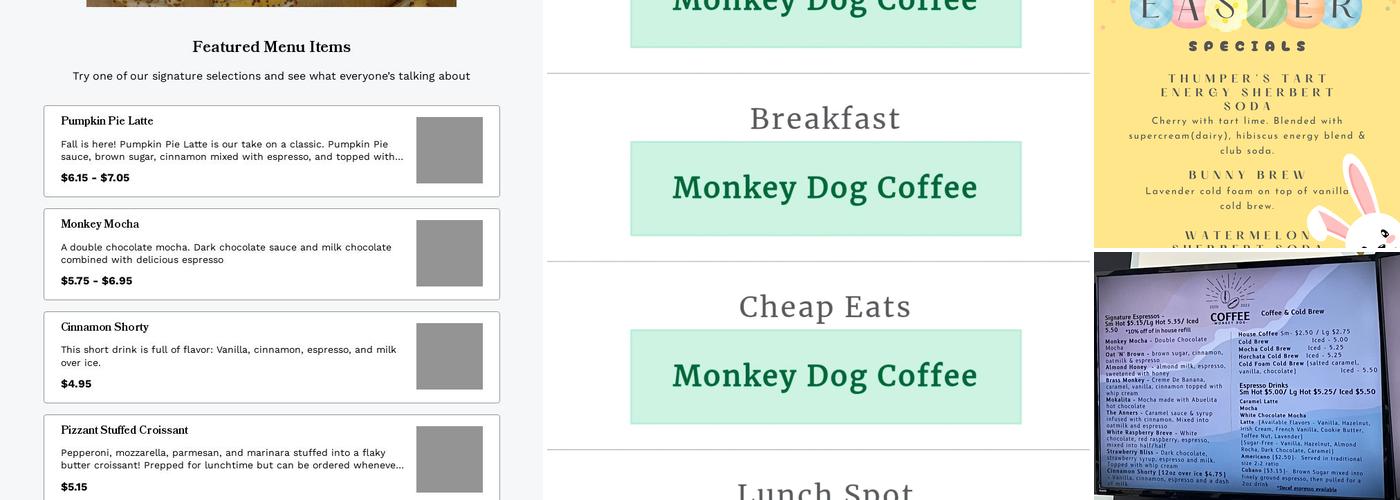 Monkey Dog Coffee Menu