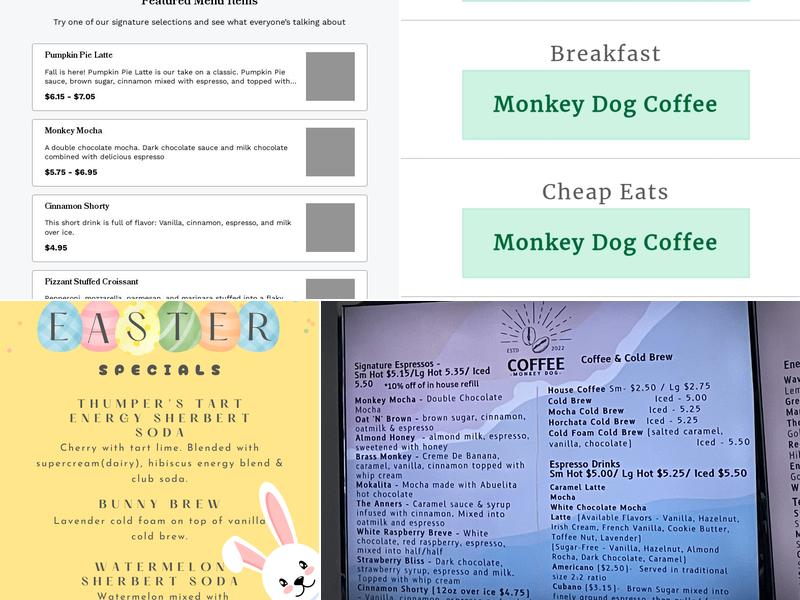 Monkey Dog Coffee Menu
