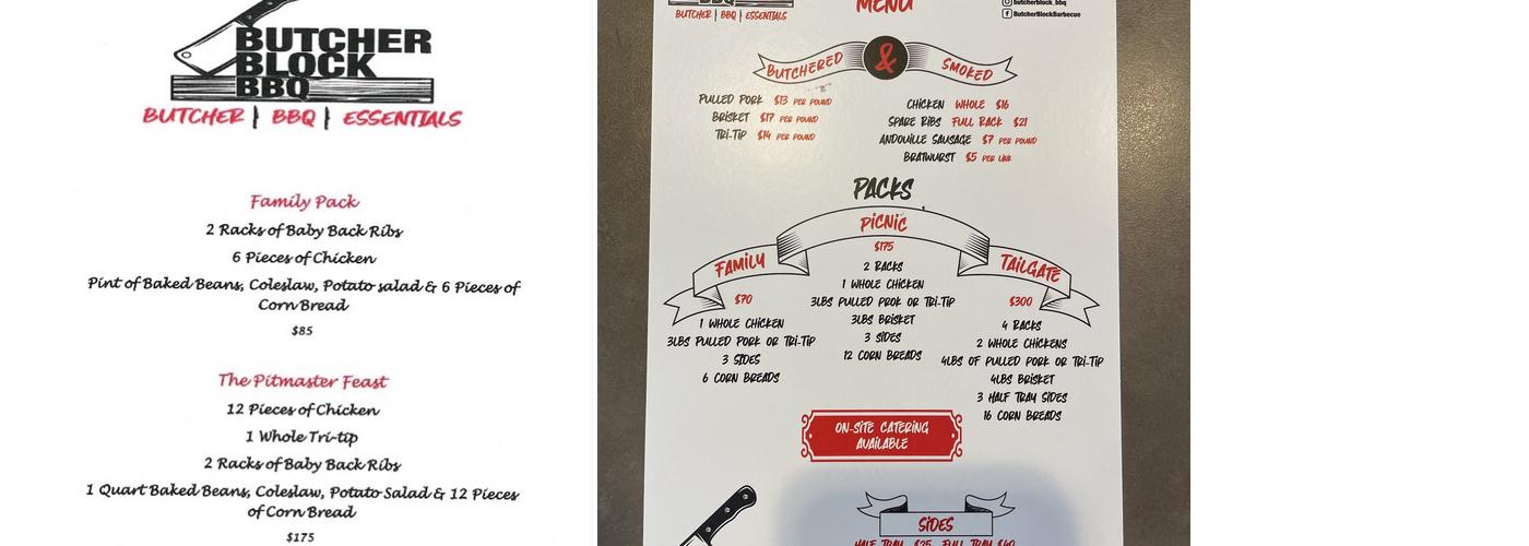 Butcher's Block BBQ Menu