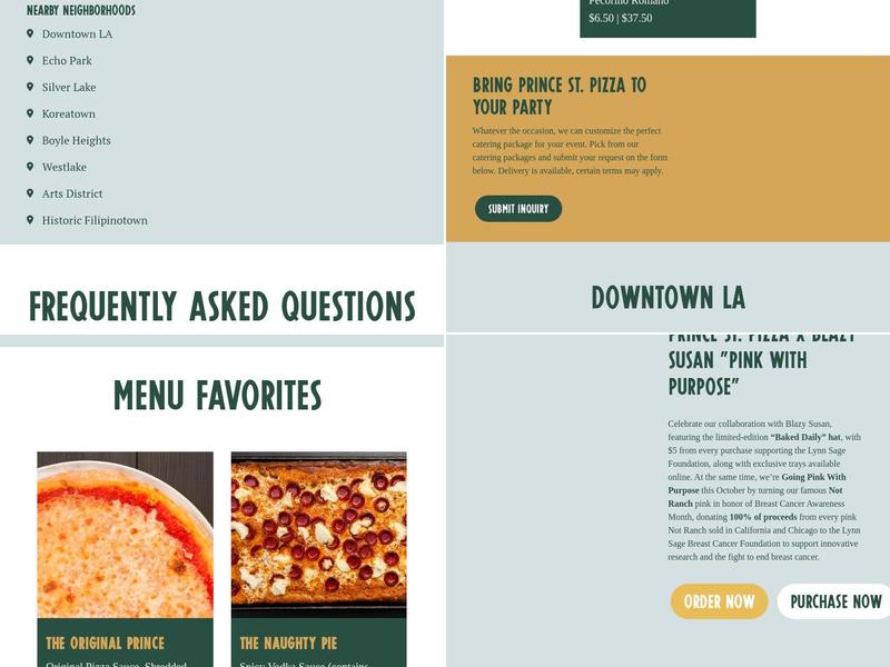 Prince Street Pizza Menu