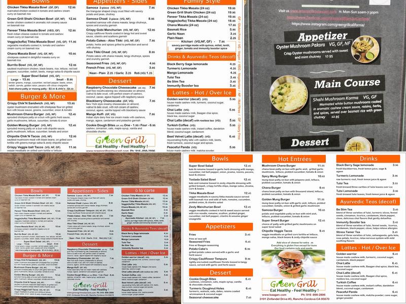 Green Grill Menu