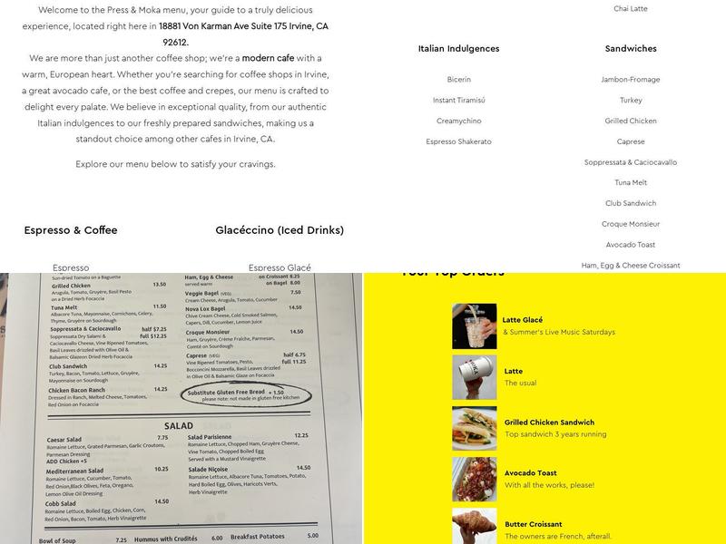 Press & Moka Menu