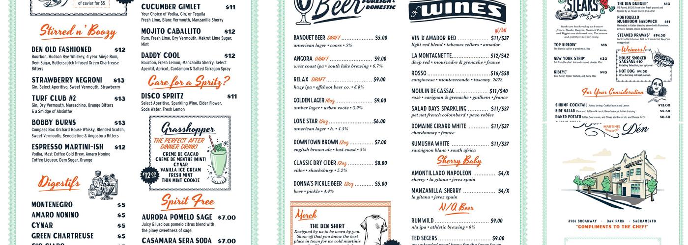 The Butterscotch Den Menu