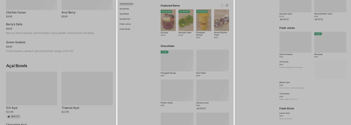 Beets & berries Menu