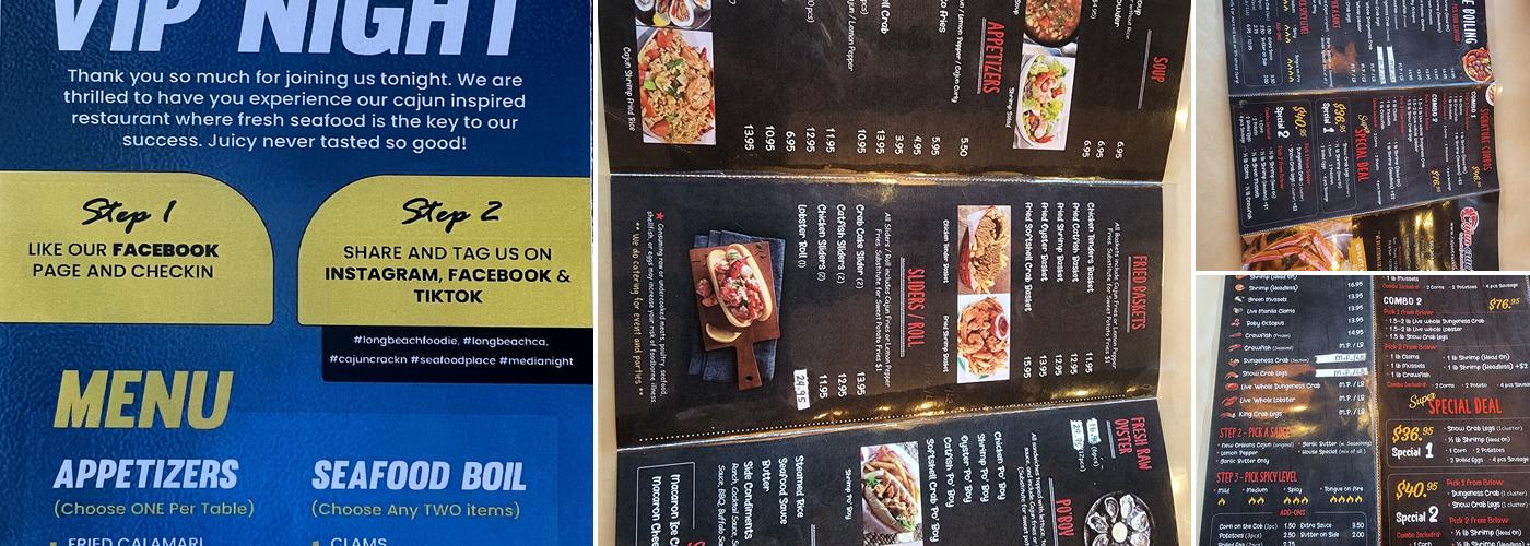Cajun Crack'n Long Beach Menu