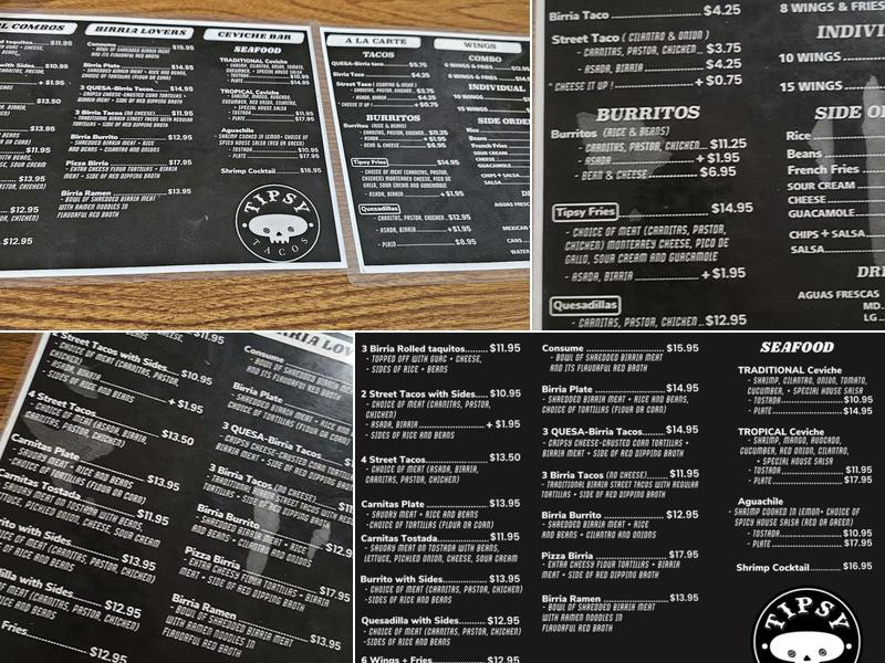 Tipsy Tacos Menu