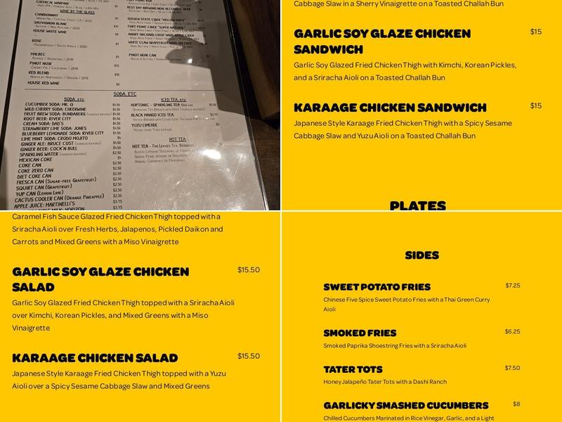 Lou's Chicken Shop Menu