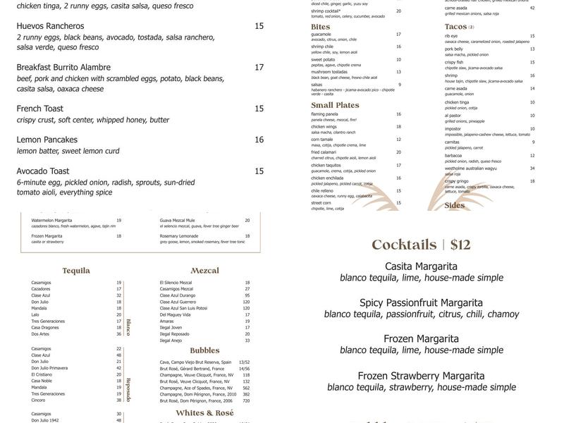 Casita Menu