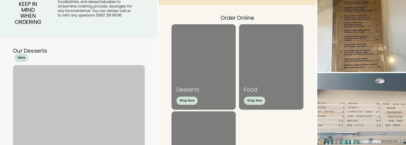 lelé cake Menu