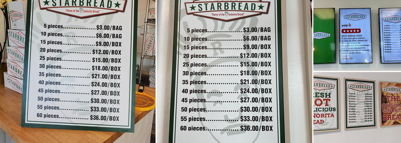 Starbread Bakery Menu