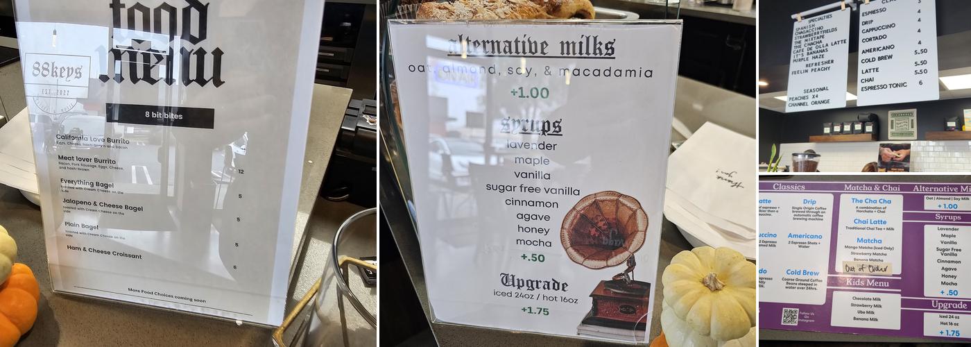 88Keys Coffee Menu