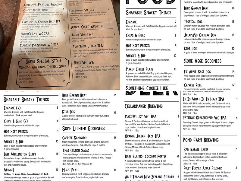 Ounces Outdoors Menu