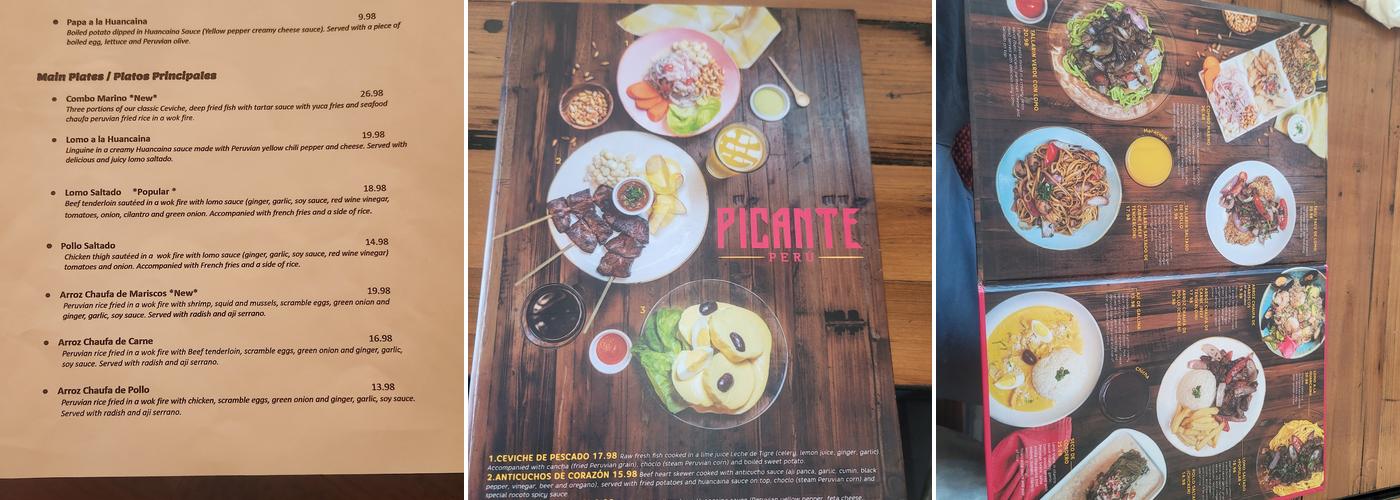 Picante Menu
